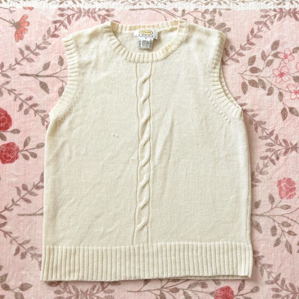 Talbots Women's Cream and White Vest